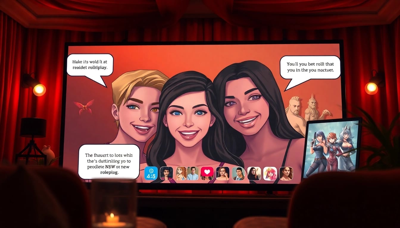 Engaging NSFW roleplay scene showcasing digital avatars in an intimate lounge setting.