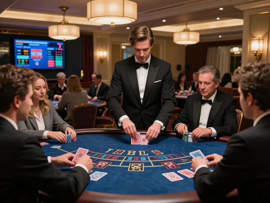 The KK 55 online casino features an elegant live dealer blackjack game in a sophisticated setting.