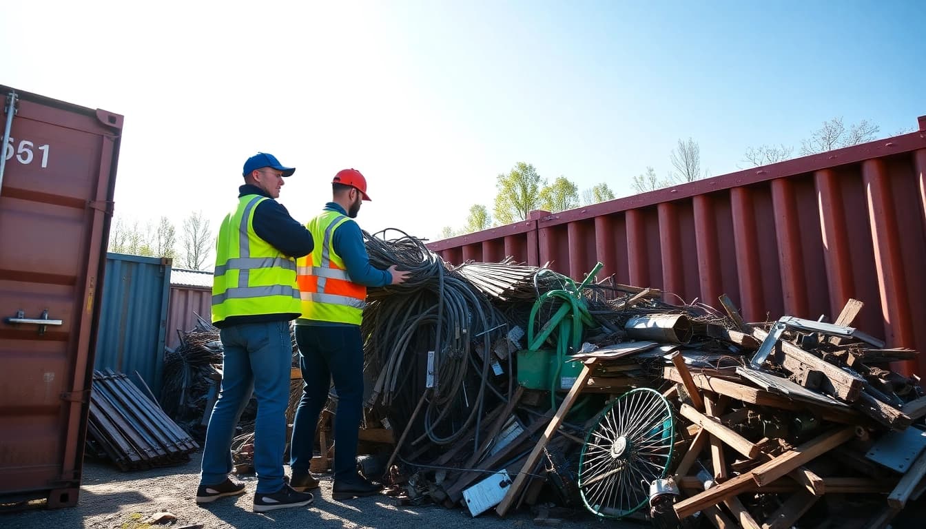 Schrotthändler Wuppertal team efficiently loading scrap materials for recycling.