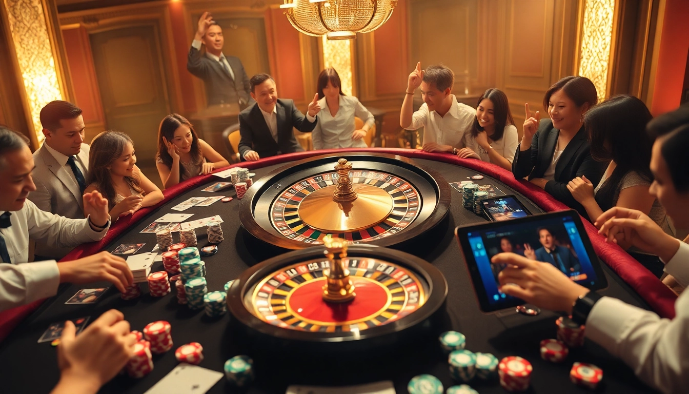 Experience the excitement at trang chu luckywin, where casino tables, poker chips, and roulette wheels create thrilling moments.
