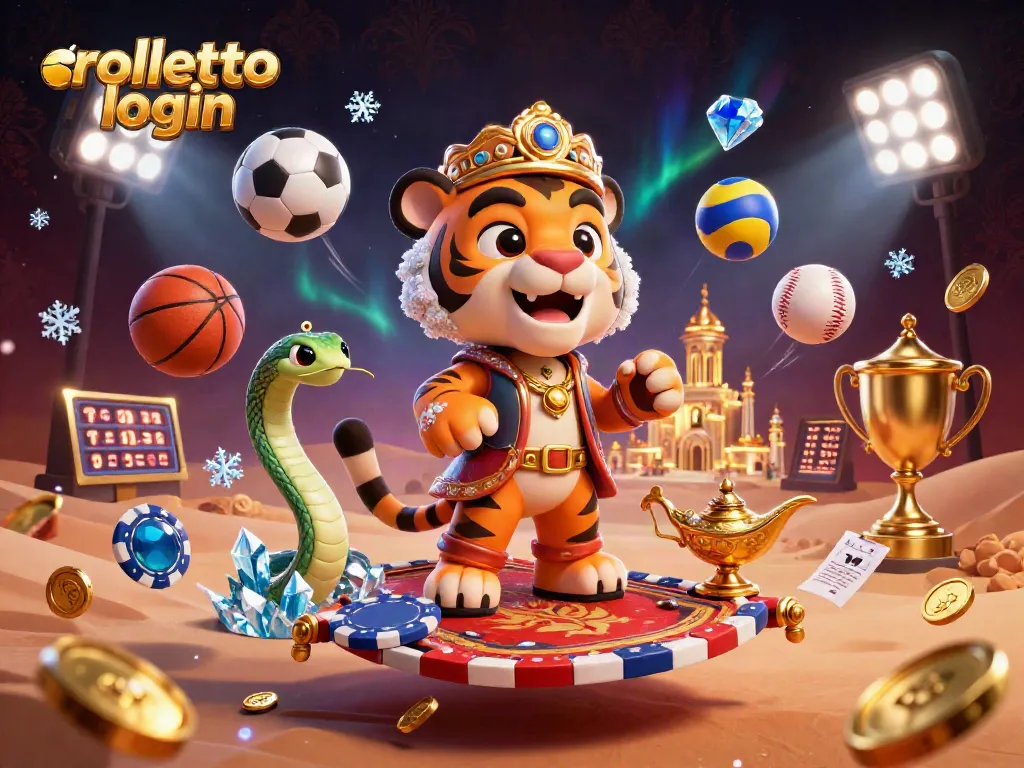 Experience rolletto login with vibrant casino graphics amidst a magical Arabian night scene filled with dynamic sports elements.