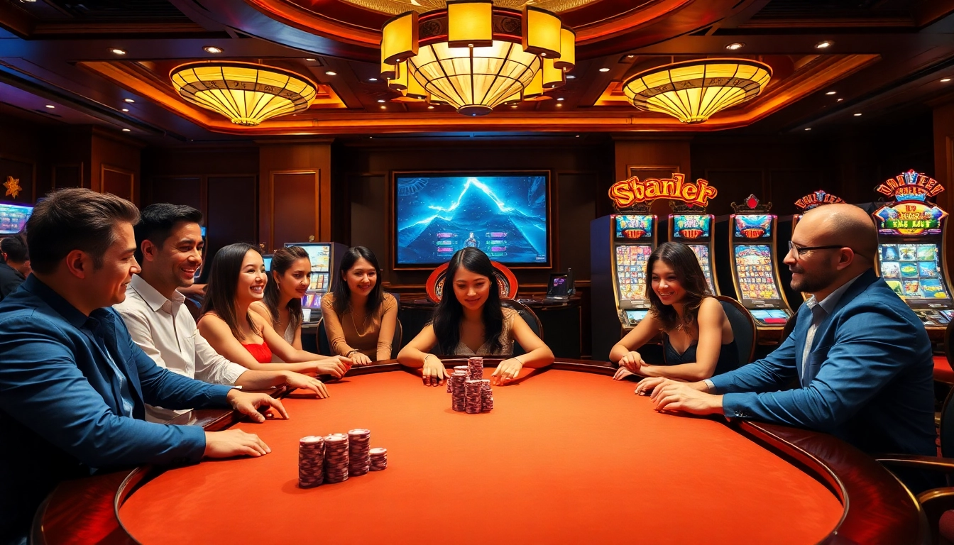 Exciting poker game at go88.family casino with vibrant chips and roulette.