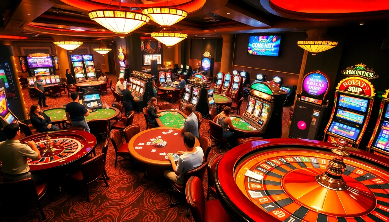 Feel the excitement of vibrant gambling at https://nhacaiuytin.place/, with players enjoying poker and roulette tables.