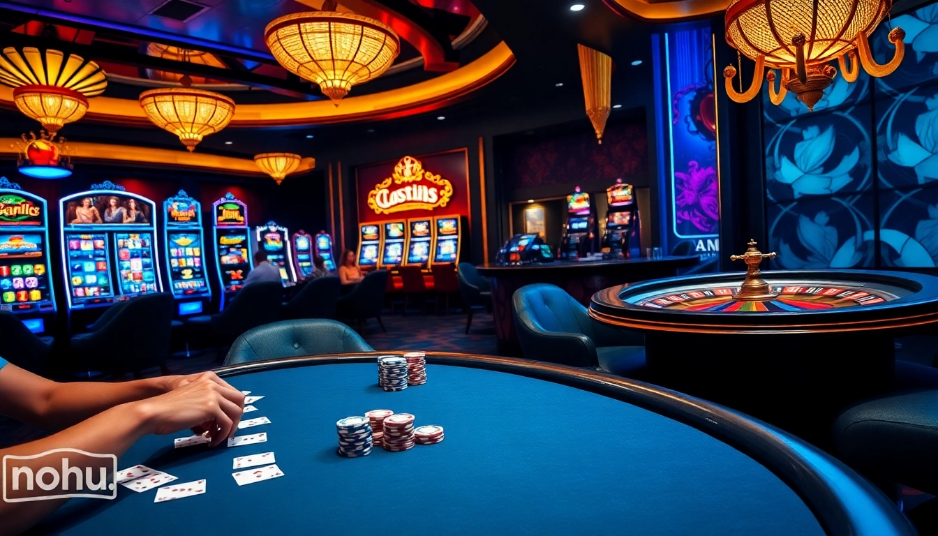 Experience thrilling gameplay at https://nohu.business/ with vibrant casino scenes and exciting betting moments.