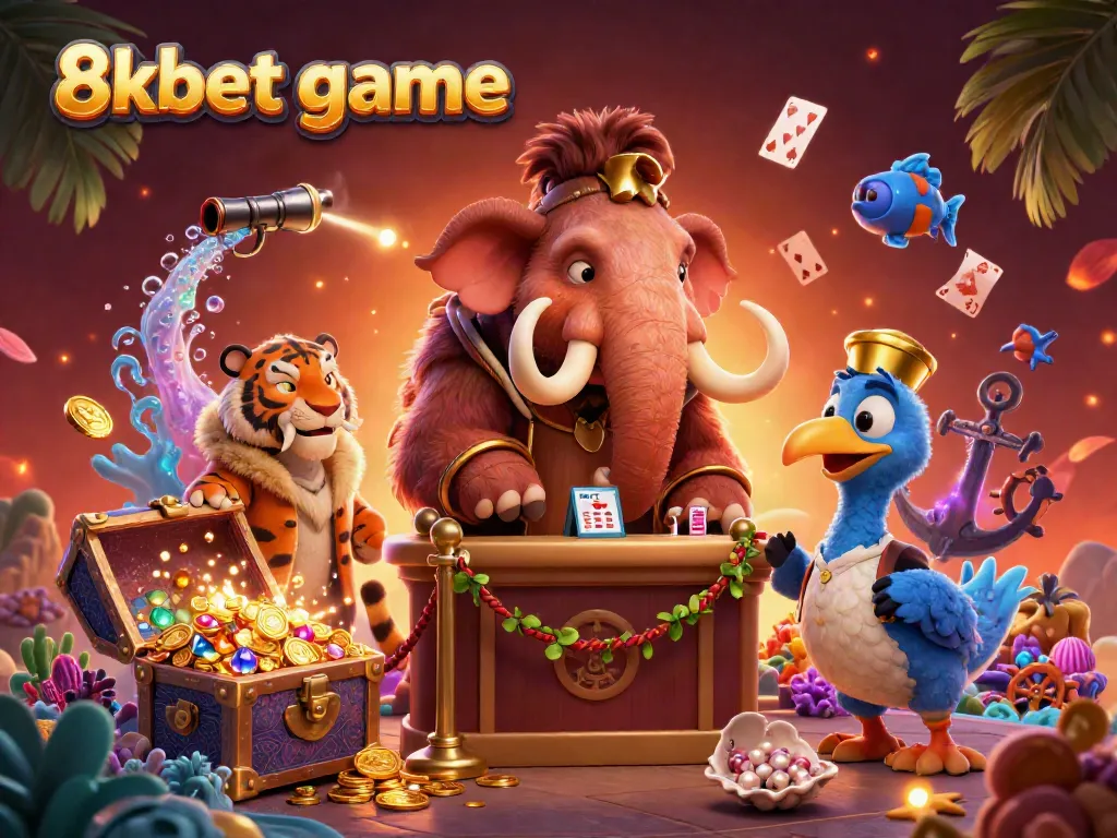 Experience the thrill of 8xbet game with vibrant characters and casino elements in this lively scene.
