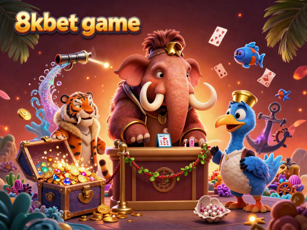 Experience the thrill of 8xbet game with vibrant characters and casino elements in this lively scene.