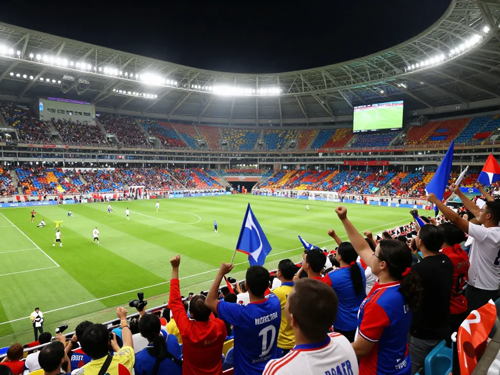 Fans celebrating Trực Tiếp Bóng Đá during an exciting live match in a vibrant stadium.