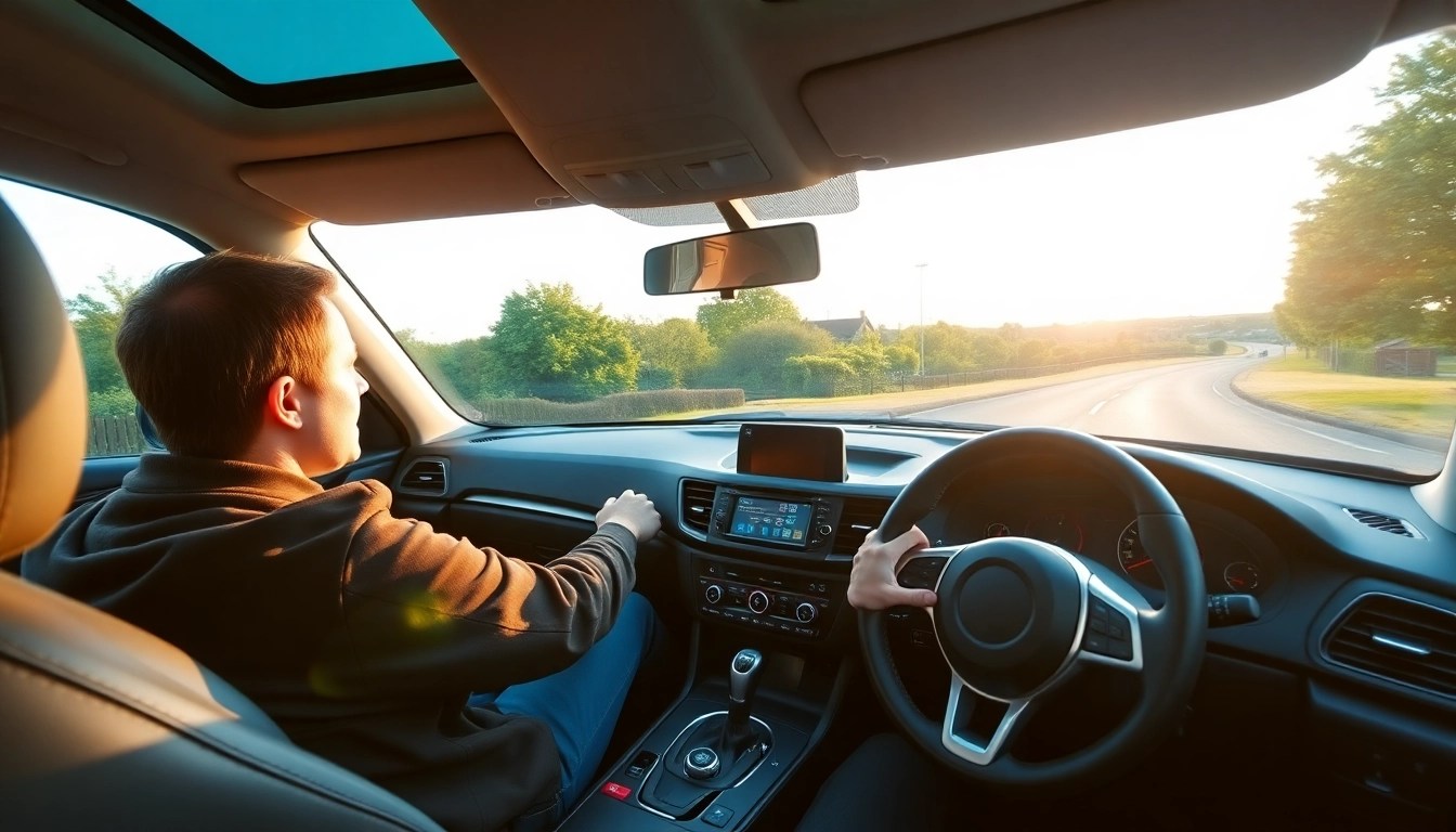Engaged student learning during an intensive driving course Guildford with a professional instructor.