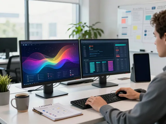 SEO specialist utilizing instant indexing strategies in a tech workspace