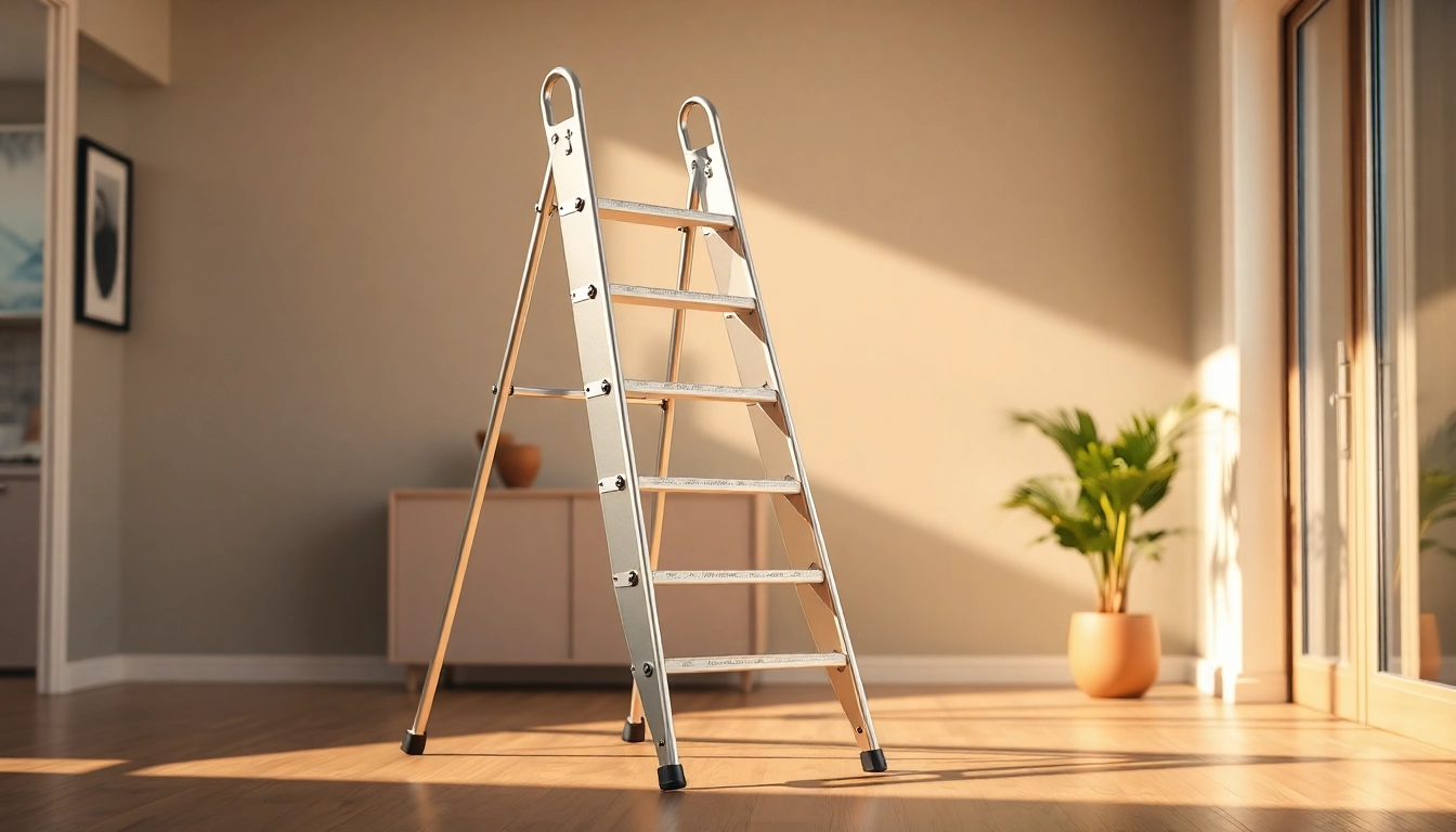 Utilize this robust step ladder featuring non-slip treads for safe home access.