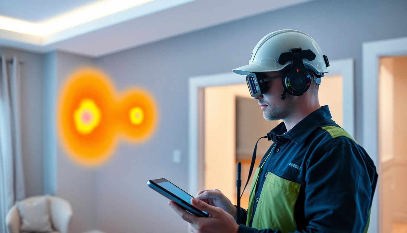 Expert hidden leak detection technician using thermal imaging to identify water leaks