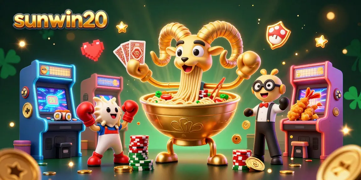 Experience thrilling wins with sunwin20 as the golden ramen bowl deals cards in a vibrant casino scene.