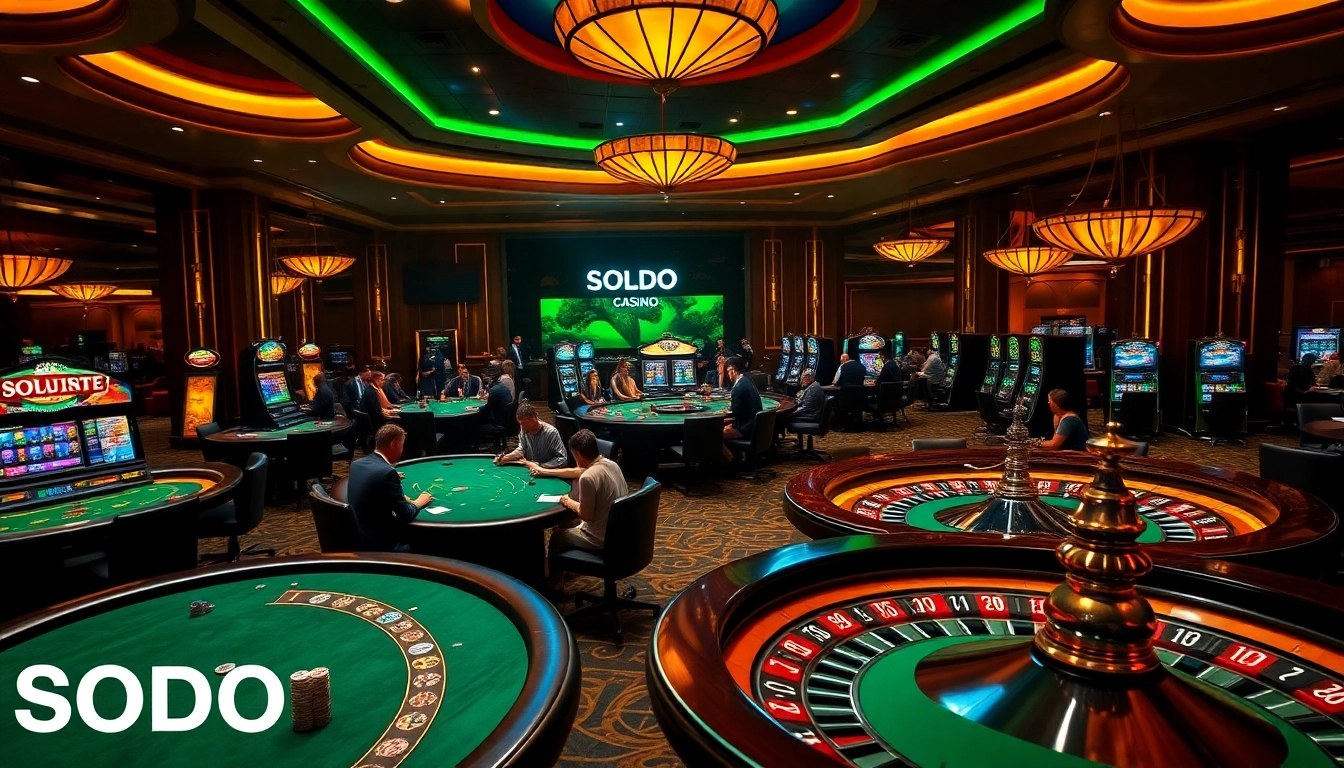 Players experiencing excitement at SODO Casino with vibrant tables and colorful chips.