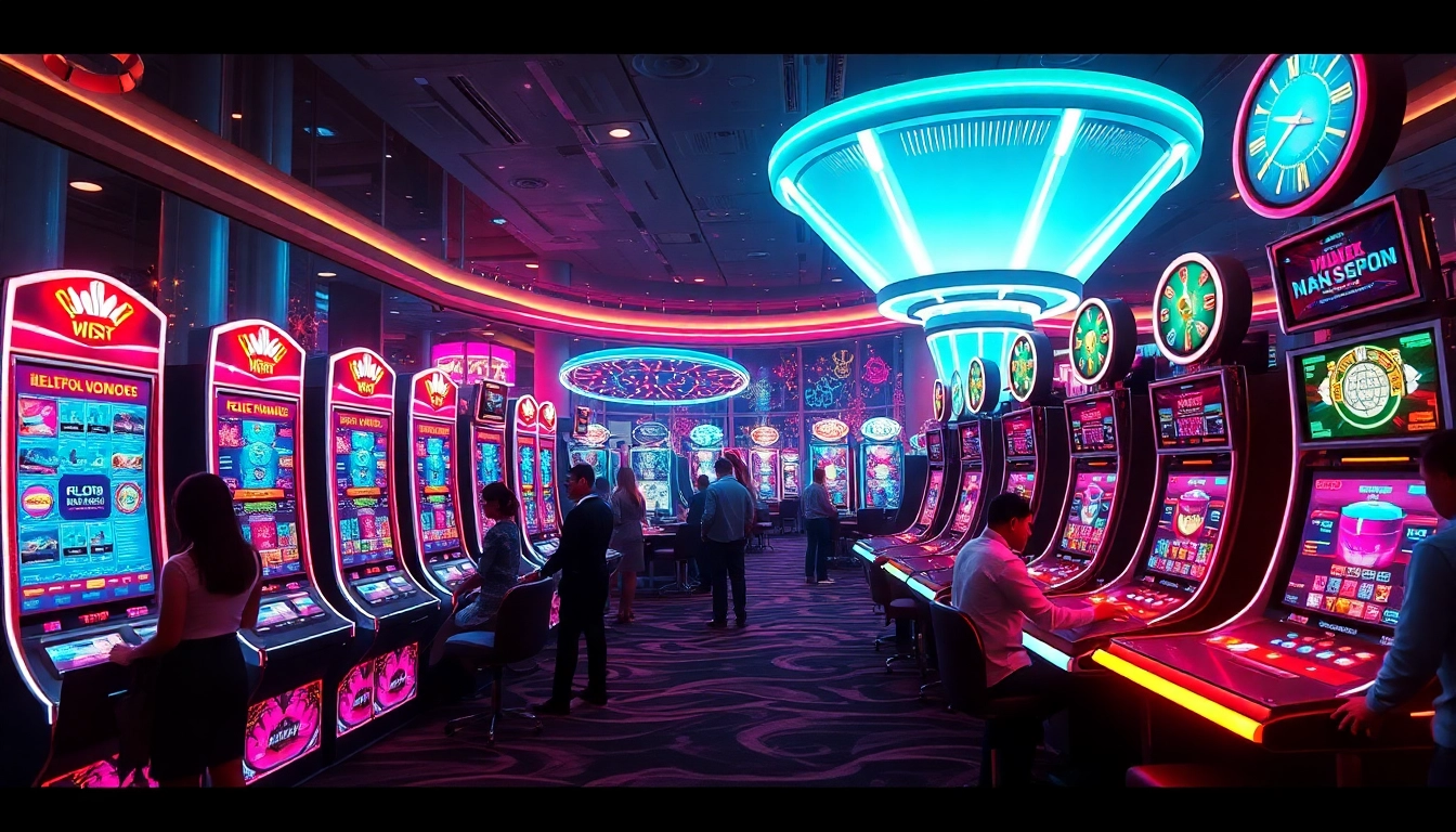 Experience the vibrancy of New Technology with futuristic gaming in a dazzling casino.