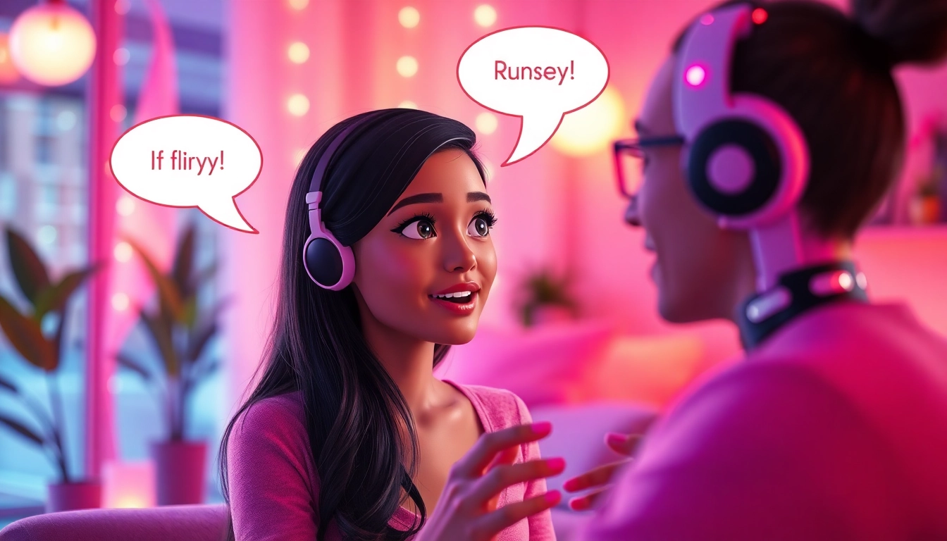 Engaging AI sex chat with a flirty character in a cozy virtual setting.
