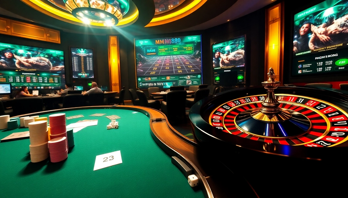MM88 casino visual featuring exciting poker gameplay and vibrant betting elements.