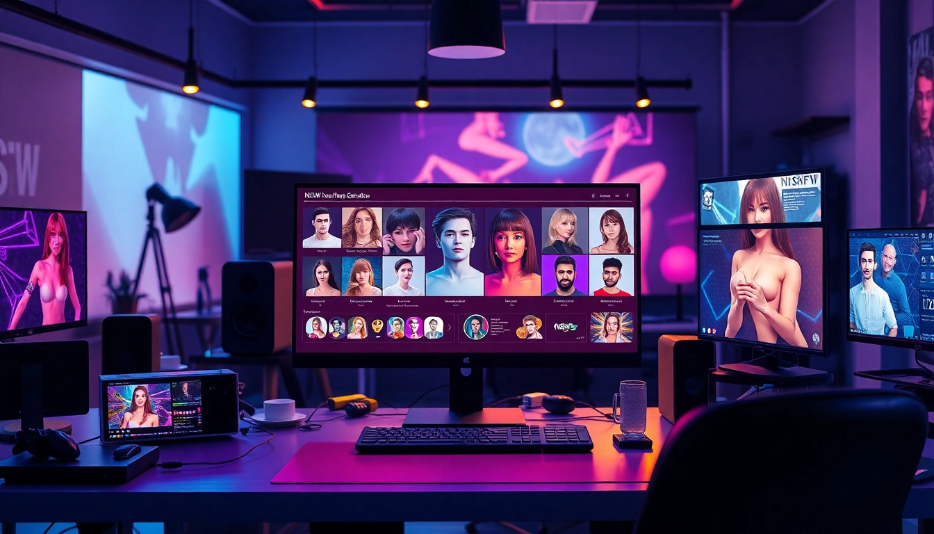 NSFW AI image generation workshop showcasing advanced technology and vibrant visuals.