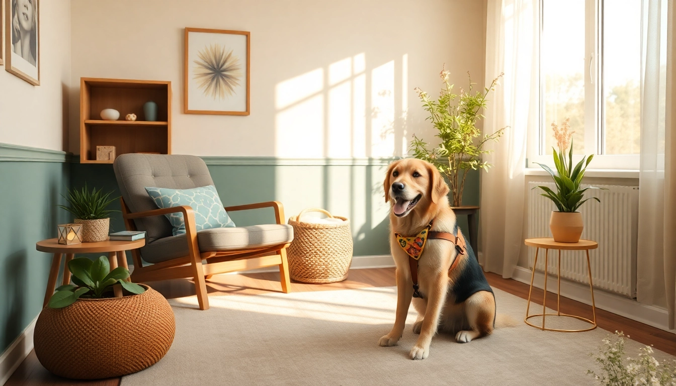 A clinical psychologist Sydney session with a therapy dog creating a warm and welcoming environment.