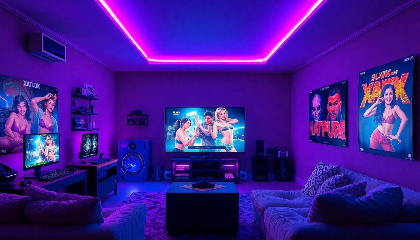 An immersive gaming room showcasing an engaging XXX game experience with vibrant atmosphere.