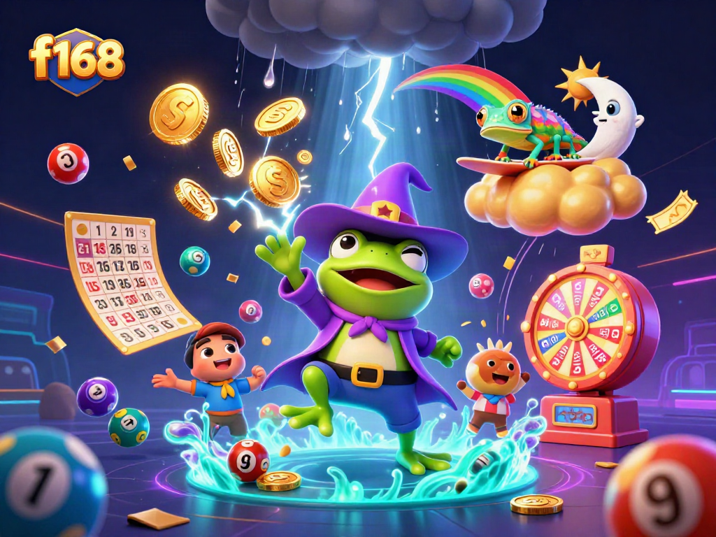 Win exciting rewards with the dynamic f168 illustrated casino scene rich in golden coins and games.