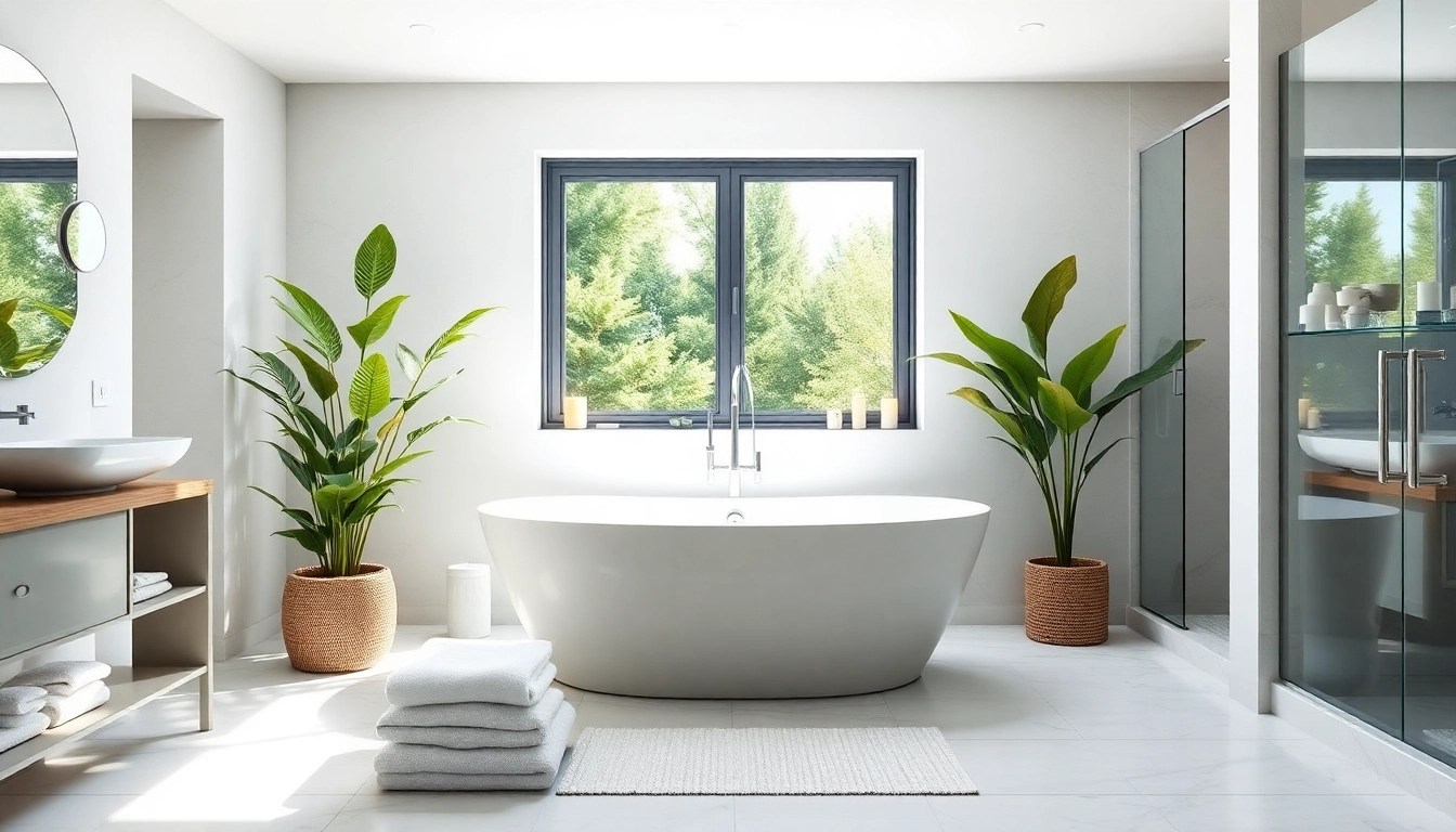 Experience a luxurious Bathroom Remodeling with a modern freestanding tub and elegant design elements.