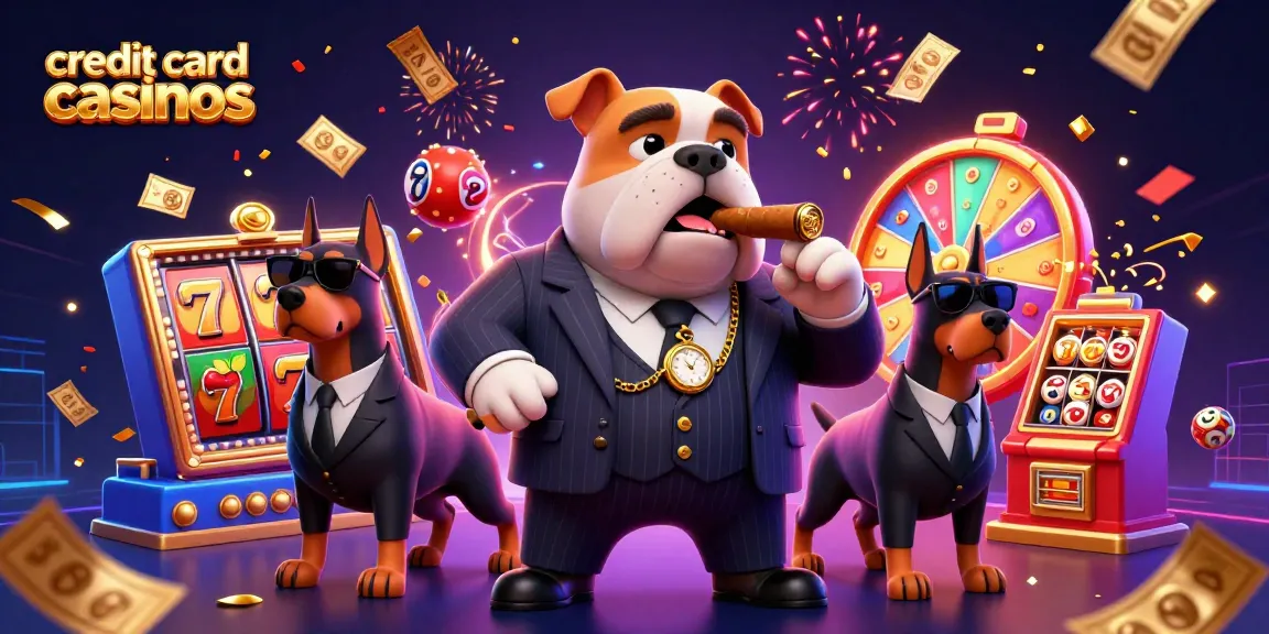 Experience excitement with credit card casinos featuring slots and jackpots in a vibrant 3D scene.