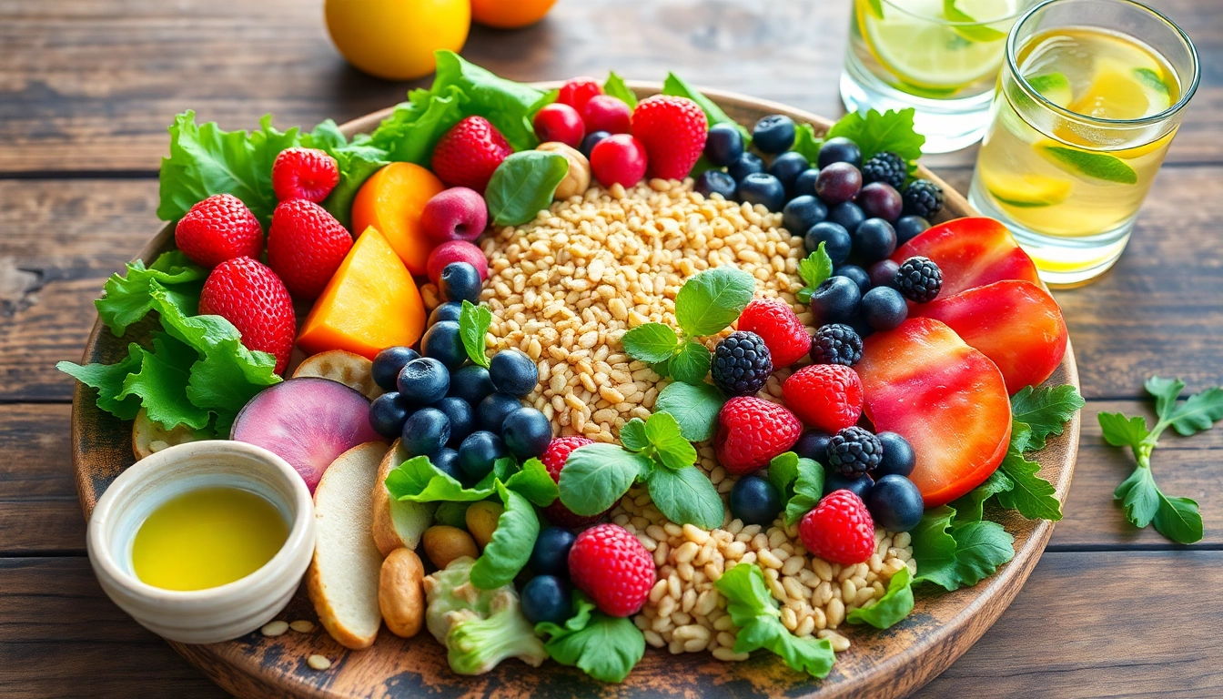 A delicious healthy food platter featuring colorful fruits and vegetables.