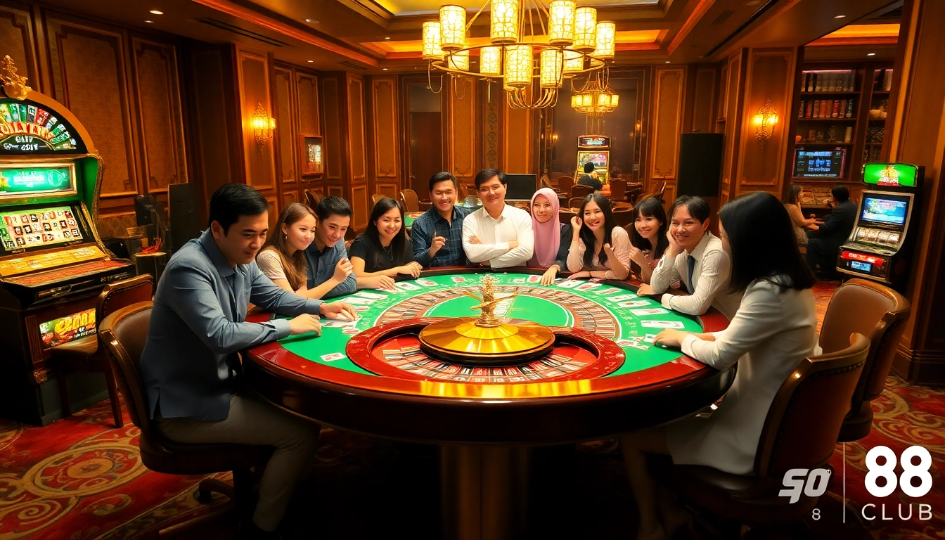 Players engaged in thrilling games at the go 88 club casino, showcasing luxury and excitement.