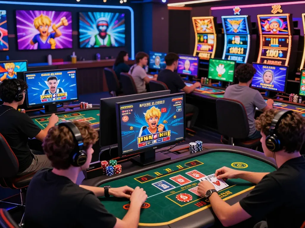 Exciting online gaming experience at https://hitclub68s.com/ with diverse players engaging in casino games and celebrating wins.