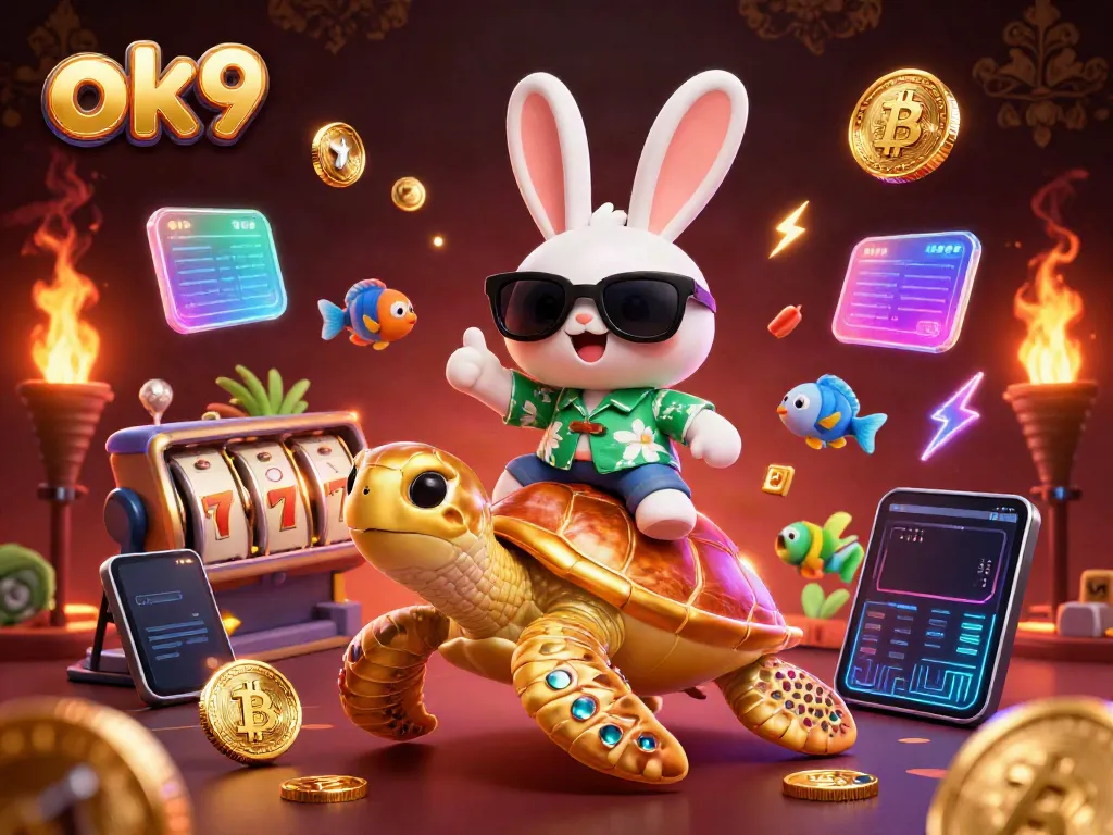 Engage with the vibrant ok9 gambling scene featuring a lucky rabbit and golden turtle.