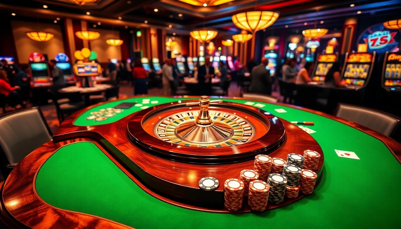 Experience the thrill of fly88 with vibrant casino tables showcasing excitement and elegance.
