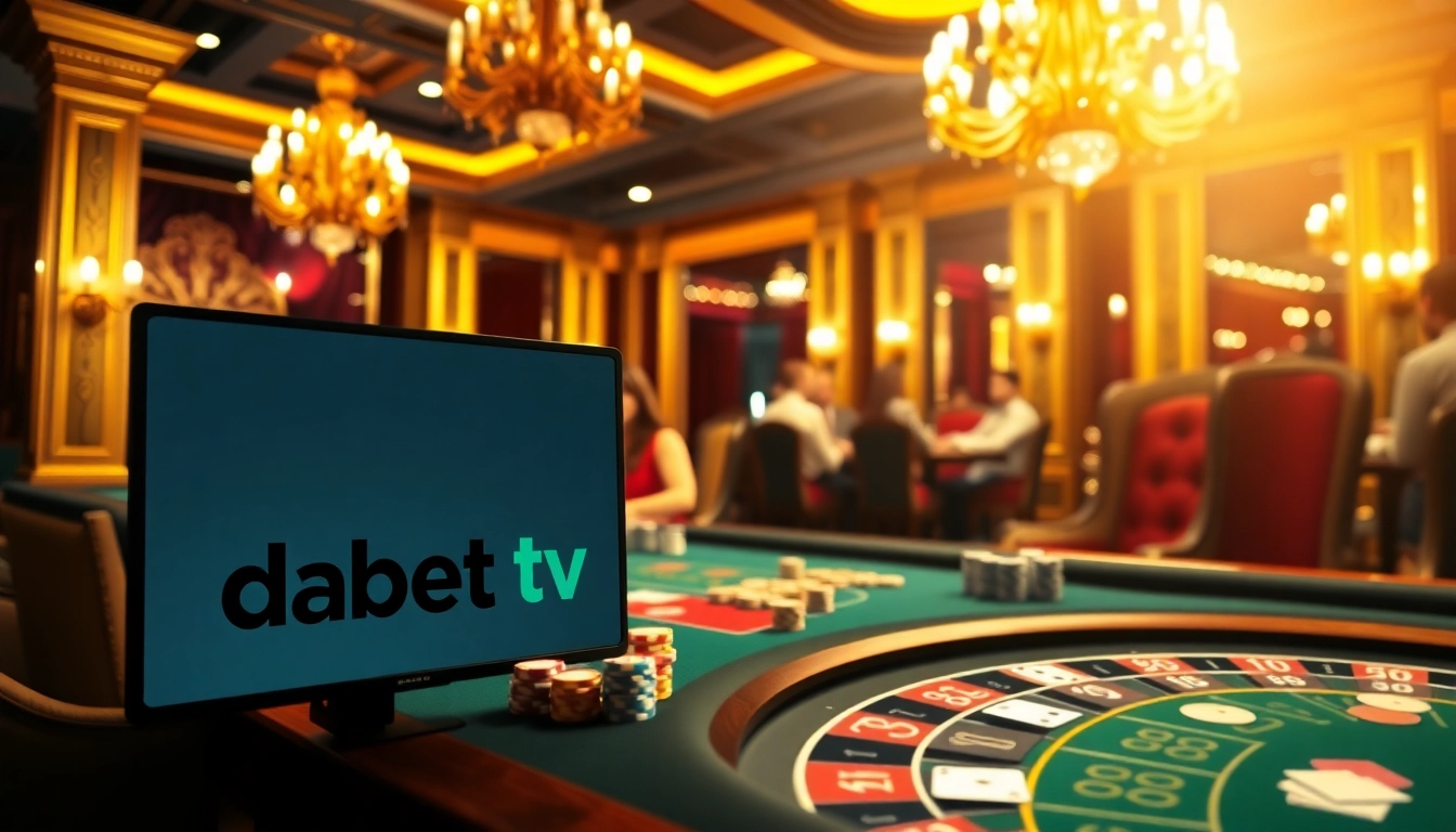 Experience the thrilling ambiance of gambling with dabet tv near luxury poker tables and vibrant chips.