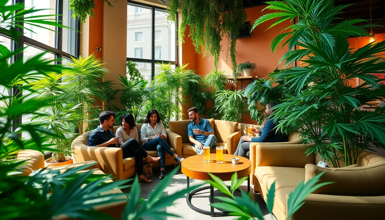 Experience the Best Cannabis Clubs Madrid in a vibrant social setting with comfortable seating.
