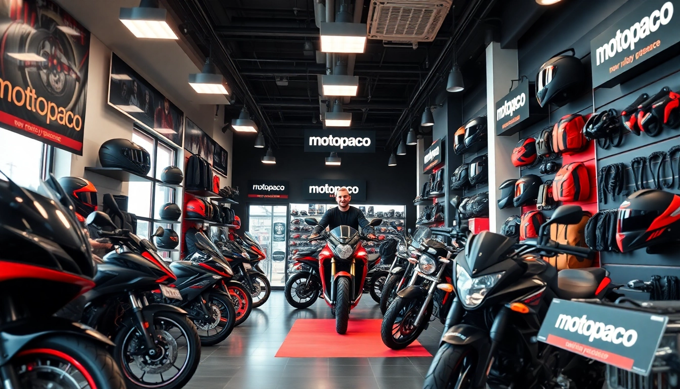 Découvrez des accessoires moto haut de gamme chez Motopaco, avec un showroom vibrant et une assistance d'experts.
