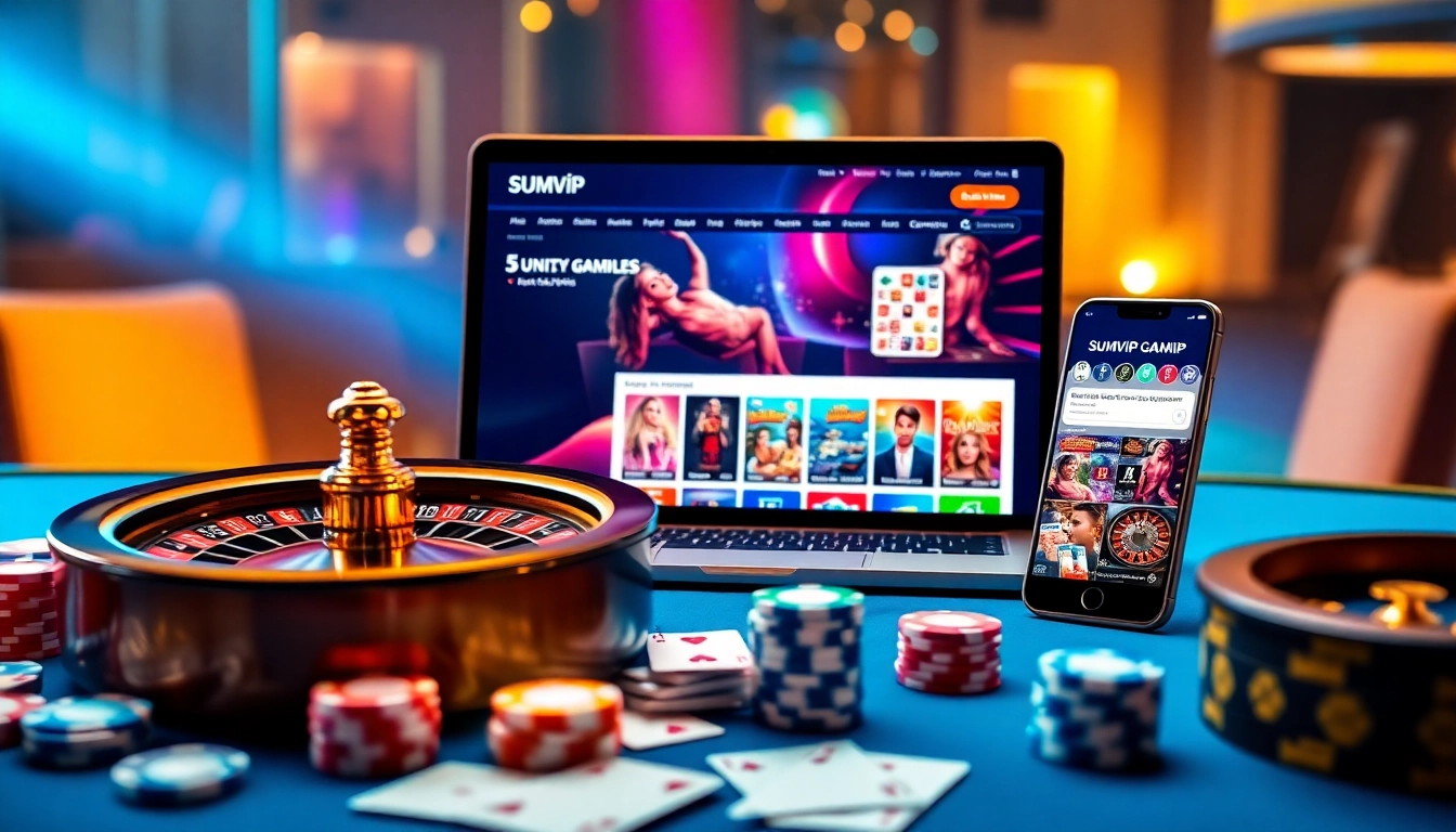 Sumvip online gaming platform interface showcasing vibrant casino elements.