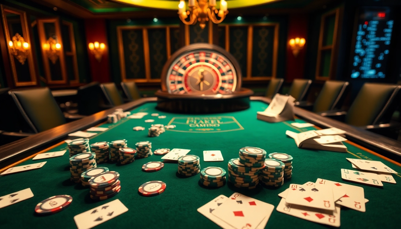 Engaging scene of a luxurious poker table with 11bet.fashion elements showcasing excitement in gambling.