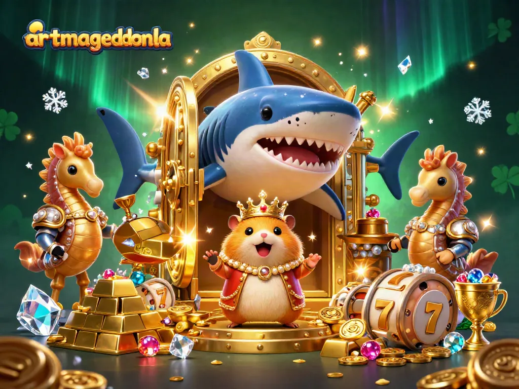 Win big at artmageddonla with vibrant golden treasures and casino-themed characters!