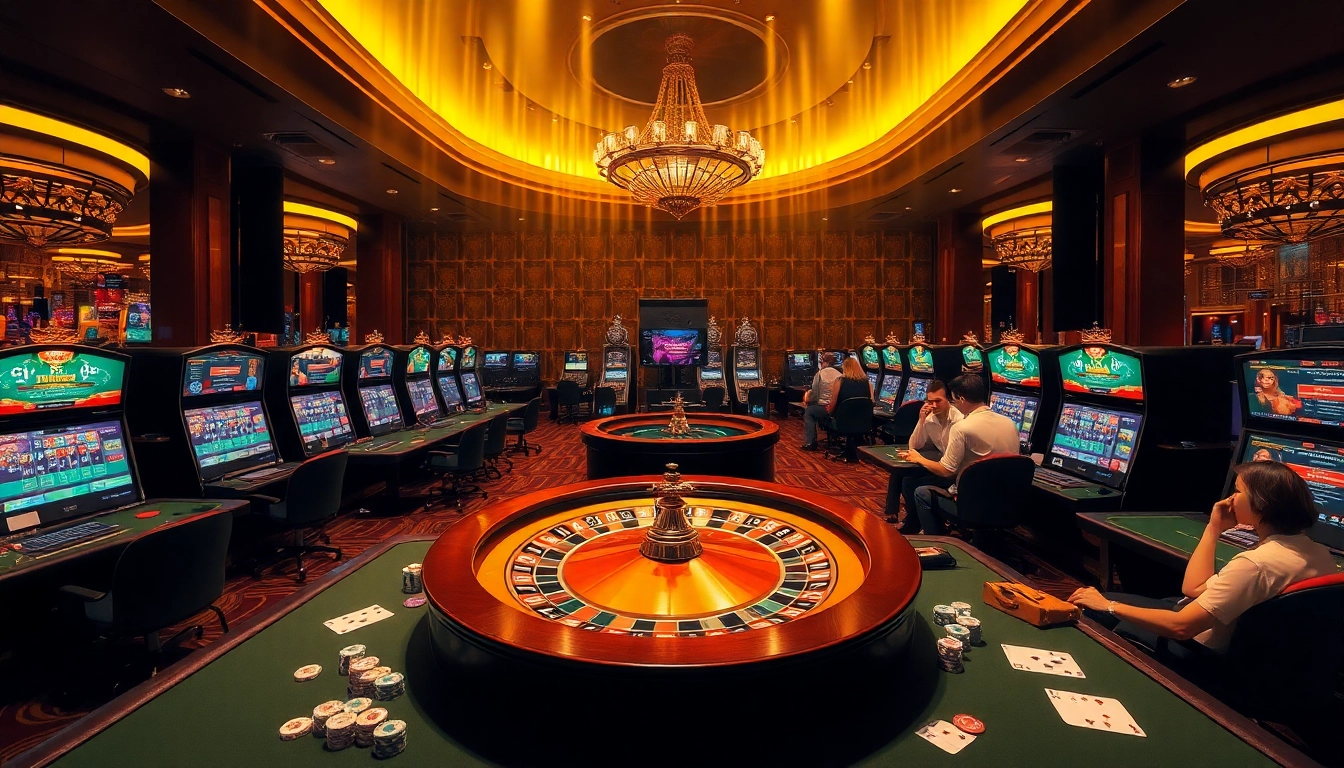 Experience the thrill of betting at https://king88b.us.com/ with dynamic casino scenes of roulette and slot machines.