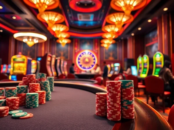 Experience thrilling action at https://bet88b.us.com/ with vibrant casino games featuring poker tables and slot machines.
