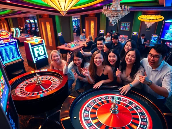 Players enjoying a thrilling experience at F8 BET casino with vibrant games and luxury atmosphere.