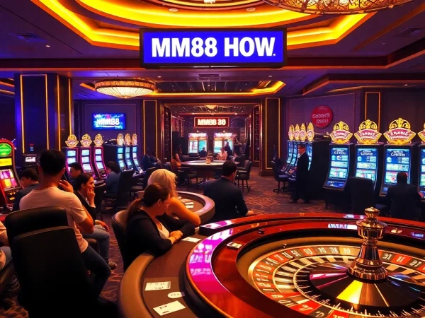 Win big with MM88 HOW at a vibrant casino table surrounded by enthusiastic players.