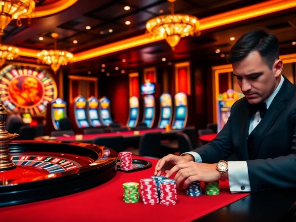 Feel the excitement at vn88 with a high-stakes poker scene filled with chips and cards.