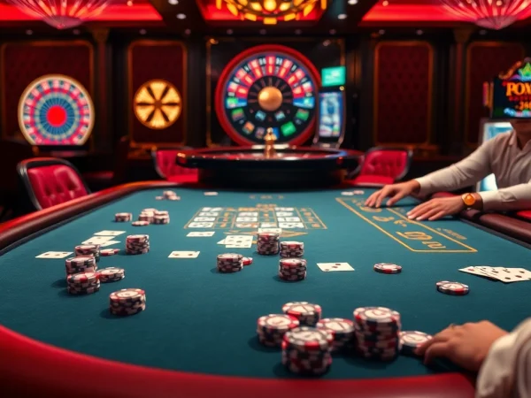 Engaging gamblers at a luxurious casino table featuring new88 gaming elements.