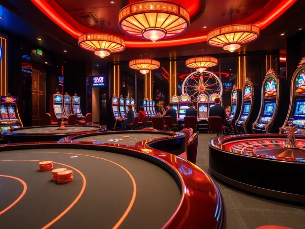Players enjoying an exciting gambling experience at xx88 with vibrant slot machines and roulette wheels.