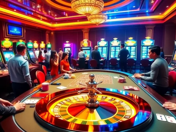 Experience the thrill of 13Win with vibrant casino games and excited players at the gaming tables.