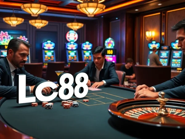 Players engaging in high-stakes poker at Lc88 casino, showcasing thrilling gambling action.