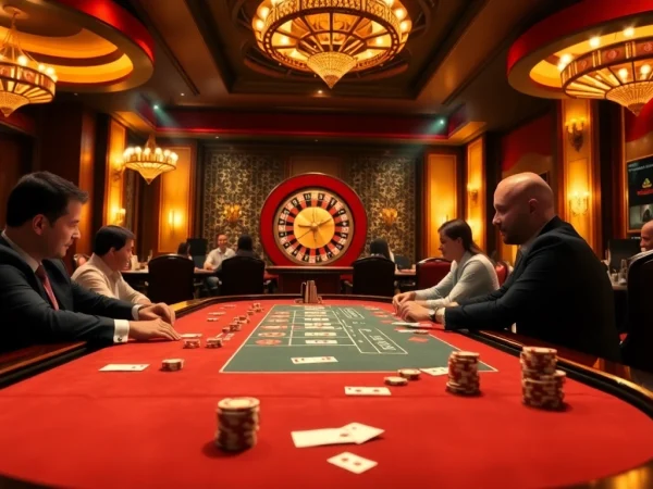 Join the excitement at MB66.COM with a thrilling poker table scene featuring players engaged in high-stakes action.
