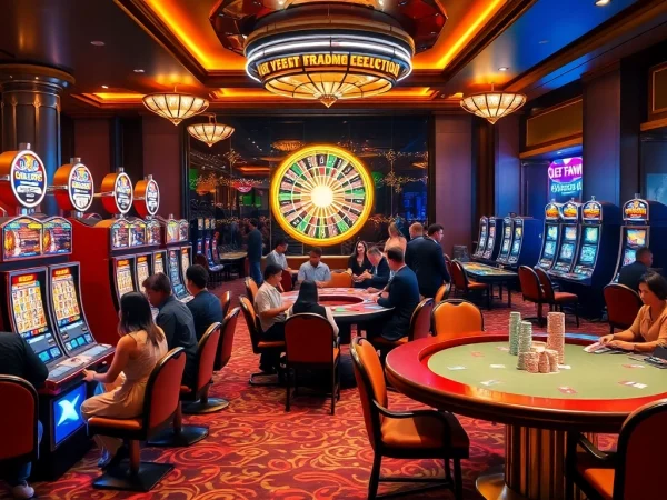 Experience thrilling Slot Online gameplay in a vibrant casino with luxurious machines.