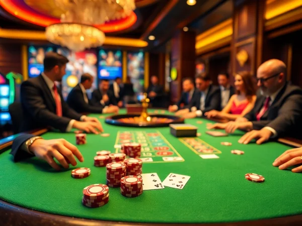 Exciting gameplay scene at u888bet casino with poker chips and players engaged.
