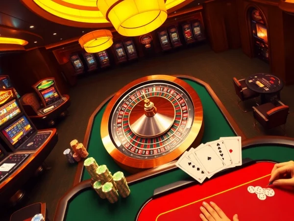 Experience the thrill of gaming at https://rr88ez.com/ with vibrant casino elements like roulette wheels, poker chips, and slot machines.